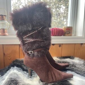 Wild Rose fur tall boots Y2K Size 7